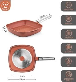 Westinghouse Pannenset Performance (Wokpan + Grillpan) ø 28 Cm - Rood - Inductie En Alle Andere Warmtebronnen -Thuiskeuken 1120x1200 3