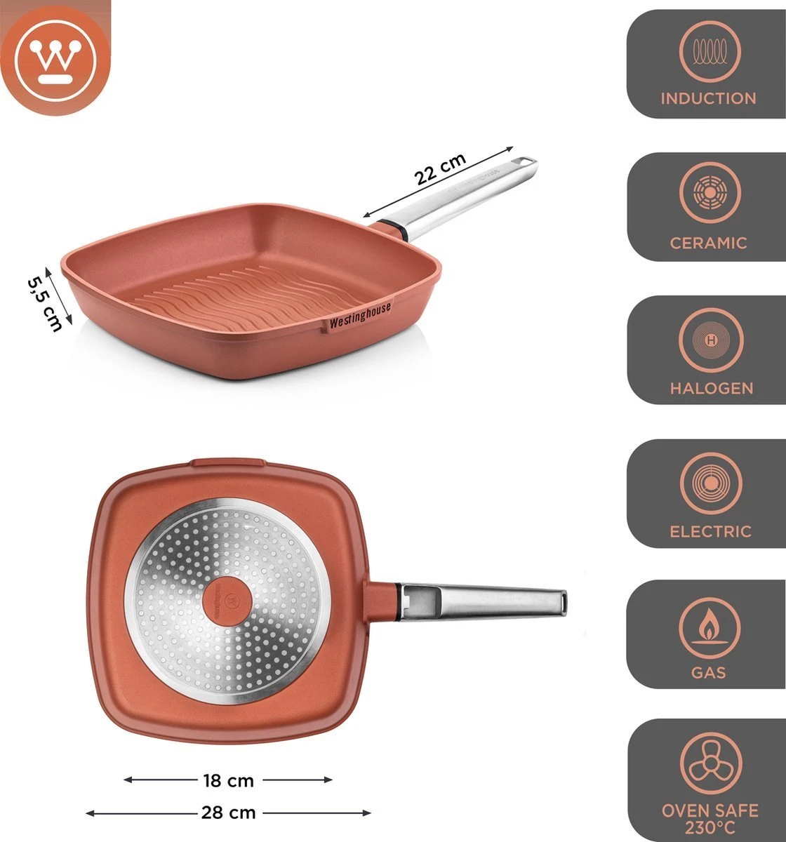 Westinghouse Pannenset Performance - Rood - 8 Pannen - Complete Pannenset - Inductie En Alle Andere Warmtebronnen 12 Westinghouse Pannenset Performance - Rood - 8 Pannen - Complete Pannenset - Inductie En Alle Andere Warmtebronnen - Afbeelding 10