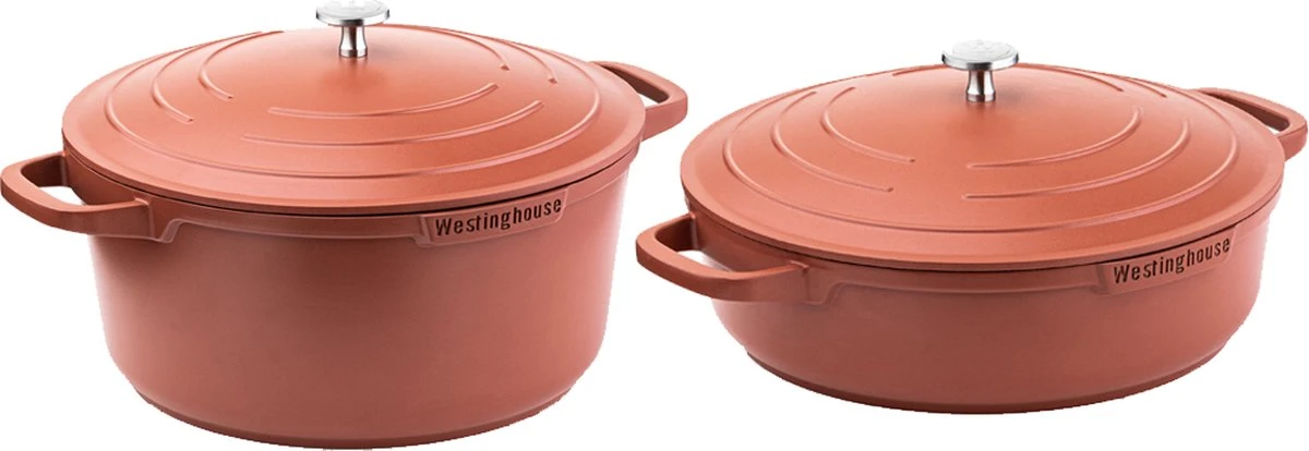 Westinghouse Pannenset Performance (Braadpan + Hapjespan) ø 28 Cm - Rood - Inductie En Alle Andere Warmtebronnen 3 Westinghouse Pannenset Performance (Braadpan + Hapjespan) ø 28 Cm - Rood - Inductie En Alle Andere Warmtebronnen