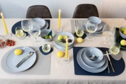 Jay Hill Placemats - Vegan Leer - Grijs / Blauw - Bread - Dubbelzijdig - 44 X 30 Cm - 6 Stuks -Thuiskeuken 13 Jay hill servies stripes 01