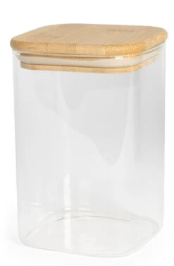 Sareva Voorraadpot - Glas / Bamboe - 1.1 Liter -Thuiskeuken 5 Sareva bakje hout Middel 01