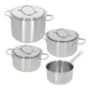 Demeyere - 4 Delige Pannenset (Kookpan ø 18 / 20 / 24 Cm + Steelpan ø 16 Cm) + Deksels Resto 3 - RVS -Thuiskeuken 5412191880173 SET88017