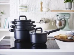 BK Pannenset Flow Cool - Zwart / RVS - 4 Delige Set 12 BK Pannenset Flow Cool - Zwart / RVS - 4 Delige Set -Thuiskeuken 6d8e27413cccc5ae599280d6252f42abac4bc45d BK Flow cool Bl 4 8 pc Set