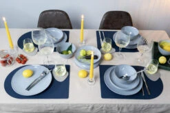 Jay Hill Placemats - Vegan Leer - Grijs / Blauw - Bread - Dubbelzijdig - 44 X 30 Cm - 6 Stuks -Thuiskeuken 8 Jay hill servies stripes 11