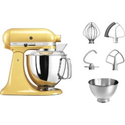 KitchenAid Keukenmachine Artisan - Kantelbare Kop - Pastel Geel - 4.8 Liter - 5KSM175PSEMY -Thuiskeuken 8597015010505B15D