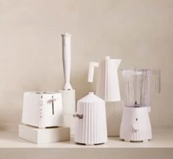 Alessi Broodrooster Plissé + Alessi Waterkoker Plissé 1.7 Liter - Wit - Michele De Lucchi -Thuiskeuken Alessi Plisse Wit