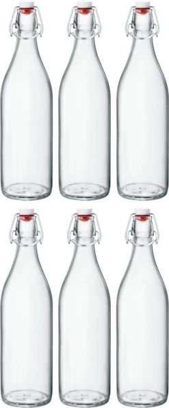 Bormioli Rocco Beugelflessen / Weckflessen Giara - Transparant - 1 Liter - 6 Stuks