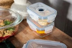 Sareva Vacuum Ovenschalen / Vershoudbakjes - Hittebestendid Glas - 3 Delige Set / 485 Ml + 970 Ml -Thuiskeuken Crumble in ovenschaal en vershoudbakjes 4 1