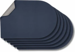 Jay Hill Placemats - Vegan Leer - Grijs / Blauw - Bread - Dubbelzijdig - 44 X 30 Cm - 6 Stuks