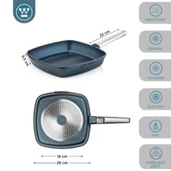 Westinghouse Grillpan Performance - Bravery Blue - 28 X 28 Cm - Standaard Anti-aanbaklaag -Thuiskeuken WCFP0095G28BL 3
