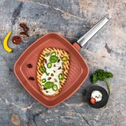 Westinghouse Grillpan Performance - Rebel Red - 28 X 28 Cm - Standaard Anti-aanbaklaag -Thuiskeuken WCFP0095G28OR 10