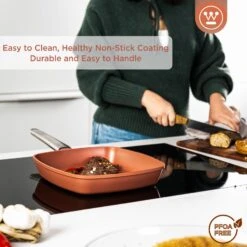 Westinghouse Grillpan Performance - Rebel Red - 28 X 28 Cm - Standaard Anti-aanbaklaag -Thuiskeuken WCFP0095G28OR 4