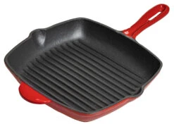 Thuiskeuken 40 Blackwell Grillpan - Gietijzer - Rood - 27 X 27 Cm - Zonder Anti-aanbaklaag
