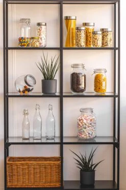 Sareva Voorraadpot - Glas / RVS Deksel - ø 8 Cm / 1 Liter -Thuiskeuken opbergglas stellingkast 5 5