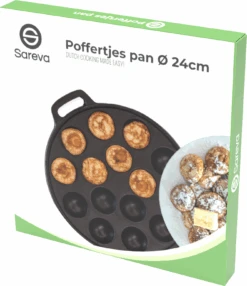 Sareva Poffertjespan - Gietijzer - ø 24 Cm - 19 Poffertjes -Thuiskeuken poffertjespan Package New